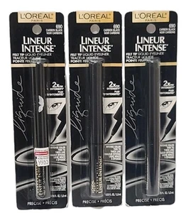 L'OREAL • LINEUR INTENSE, Felt Tip Liquid Eyeliner, 690 CARBON BLACK ( 3 PACKS ) - Picture 1 of 10