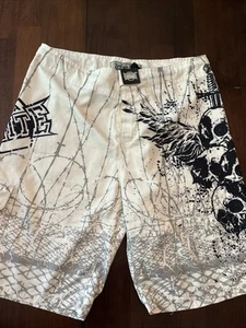 Men’s MMA Elite Shorts W32” Polyester Fighting Jiu Jitsu Skulls Barbed Wire 0883 - Picture 1 of 6