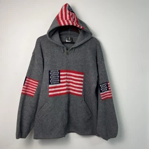 100% Wool Tejidos Indiana’s Full Zip America Flag Sweater - Imagen 1 de 6