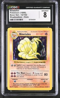 CGC 8 Ninetales 1999 Base Set 12/102 Shadowless Holo Pokemon Card - Image 1 of 2