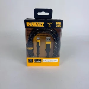 Cable de carga DeWalt USB (a) a Lightning de 10 pies reforzado con Kevlar certificado MFi - Imagen 1 de 2