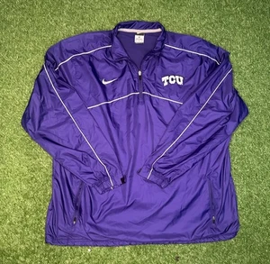 Nike TCU Horned Frogs Jacket XL Purple 1/4 Zip Pullover Windbreaker VTG - Picture 1 of 6