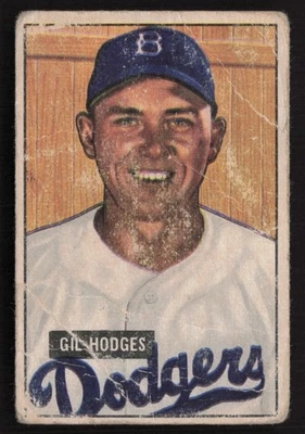 1951 Bowman Baseball Card Gil Hodges #7 HOF Brooklyn Dodgers - Image 1 of 2