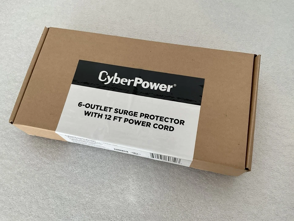 CYBERPOWER 6-OUTLET SURGE PROTECTOR WITH 12FT POWER CORD MODEL CSB6012 sealed - Image 1 of 3