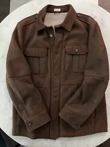 $12200 Brunello Cucinelli Brown Suede Shearling Jacket Men Size XL - NEW w TAGS - Picture 1 of 18