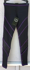 $58 NWT Zara Terez Solid Black W Mesh & Purple Performance Leggings Small 7/8 - Picture 1 of 5