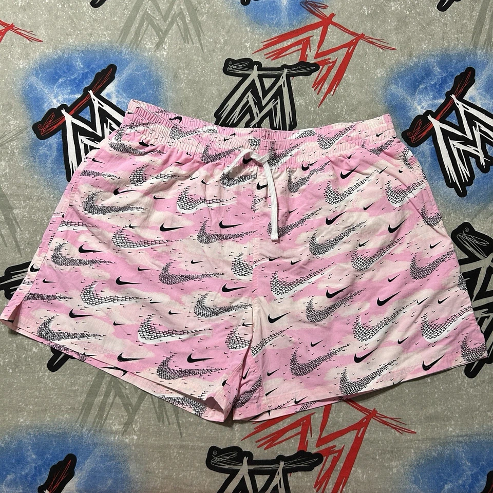 Nike Swim Trunks Mens 2XL Pink Flock 5" Volley Shorts Lined (NESSE509-681)