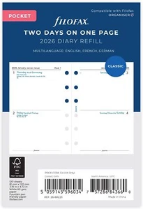 Recarga de diario Filofax dos días en una página - bolsillo 2025 multilingüe - Imagen 1 de 2
