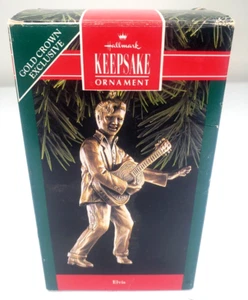 Vintage 1992 Elvis Presley Hallmark Keepsake Brass-Plated 5" Christmas Ornament - Picture 1 of 7