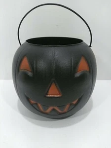 Vtg Halloween Pumpkin Jack O Lantern Bucket General Foam Plastics NorfolK VA  - Picture 1 of 4