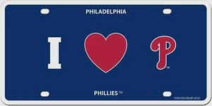 Philadelphia Phillies Styrene License Plate I Love (Heart) MLB Licensed Baseball - Picture 1 of 3