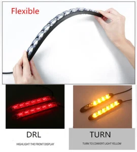 2x Car 6 LED Amber/Red Switchback Flowing Strip Arrow DRL Turn Signal Light ， - Picture 1 of 8