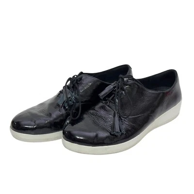 FitFlop Womens US 9 EU 41 Black Patent Leather Lace Up Tassel Super Oxford Shoe - Image 1 of 4