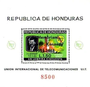 HONDURAS 1968 SPACE = KENNEDY overPRINT S/S Michel #BL11 ** POSTFRISCH - Picture 1 of 1