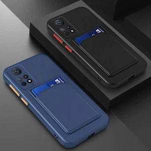 Shockproof Card Holder Slot Silicone Case For Xiaomi Poco X7 Pro F6 M6 Pro 14T - Picture 1 of 17