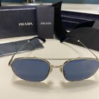 Prada Blue Aviator Sunglasses Gold Frame Gently Used Rare Glasses Shades SPR 51Y