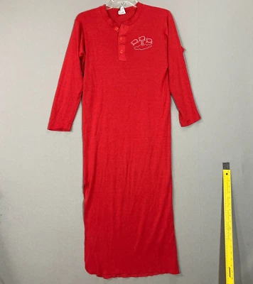 Vestido Pijama Vintage Años 70 80 Largo Johns LS Algodón Camisón Oveja Henley Rojo S/M Foto 1 de 4