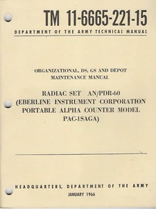 Historical book for Radiac Set AN/PDR-60, Portable Alpha Counter, Maintenance - Imagen 1 de 1