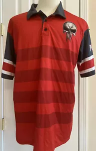 8 Two 7 Apparel Mens Short Sleeve Shirt Sz2XL Red Striped Skull Novelty Print - Picture 1 of 9