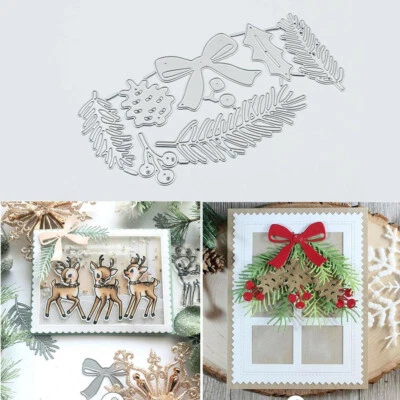 Christmas Leaves Pine Metal Cutting Dies Stencil DIY  Xmas Scrapbooking Decor - Image 1 of 4