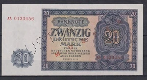 Germany Deutschland 20 Mark MUSTER 1955 S/N : AA RARE UNC & 836 - Picture 1 of 2