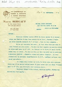 Dépt 92- Issy les M. 87 Rue Ernest Renan - Petite Entête d'une Chapellerie 1934 - Picture 1 of 1