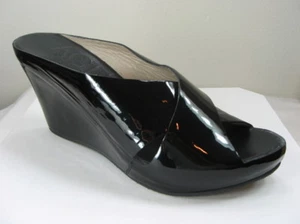 NUEVO AGL Mujer Suave Negro Patente Cuero Envolvido Cuña Sandalia 40.5/EE. UU. 10.5 - Imagen 1 de 12
