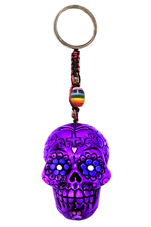 Day of the Dead Sugar Skull KC-0334 Zipper Pull Keychain 2" H - Image 1 of 1