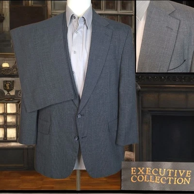 Terno masculino Executive Collection 2 peças 44R/S 40X29 cinza xadrez ventilado único - Imagem 1 de 4