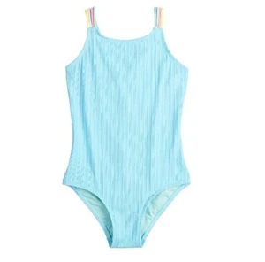 Girl's Breaking Waves One-Piece Swim Macrame Heart High Neck -Size 14 EUC - Picture 1 of 4