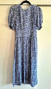 Vintage Ms. Darby Blue White Summer Floral Dress Size 6 Cottage Core Fit & Flare - Picture 1 of 14