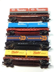 4) ATLAS FLAT CARS W/PIGGY BACK TRAILERS NO BOX N GAUGE GREAT SHAPE #3 LQQK - Picture 1 of 3