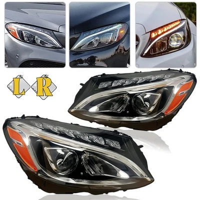 Headlight Assembly Set Fits 2015-2020 Mercedes-Benz C300 2015 C400 C63 AMG Foto 1 de 4