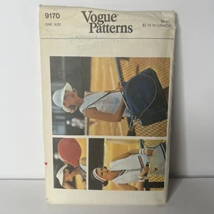 VTG Rare Vogue Pattern 9170 Tennis Accessories Racket Cover Hat Visor Tote Bag - Picture 1 of 13
