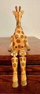 Vintage Hand Carved Wooden Giraffe Shelf Sitter Jointed Figurine 13" - Picture 1 of 12