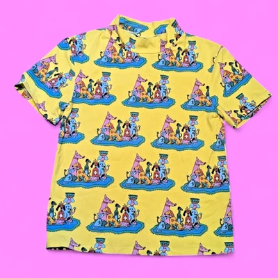 Camiseta Top NOOWORKS S Amarilla Perro Fiesta Posmoderna Estampado Memphis Pequeña 4B Foto 1 de 4