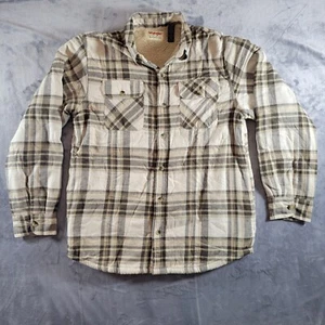 Camicia casual Wrangler Sherpa foderata in flanella uomo marrone medio con bottoni - Foto 1 di 8