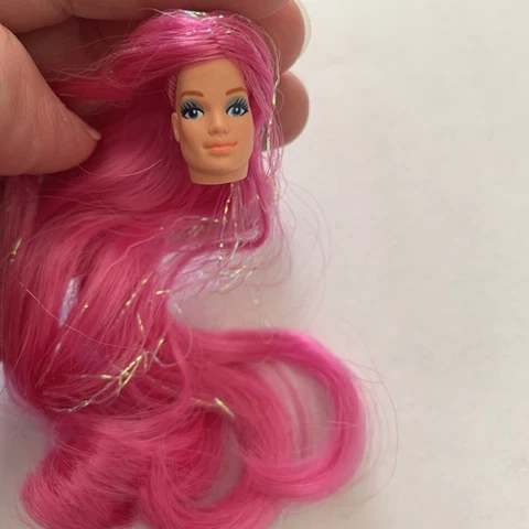 She-Ra Princess of Power Custom Re-root Tallstar Dark Pink W Tinsel Hard Head Cover
