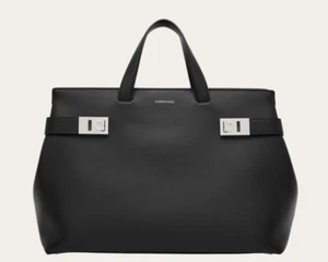 NEW WITH TAGS & DUSTBAG Salvatore Ferragamo Men's Leather Tote Bag Black - Picture 1 of 11
