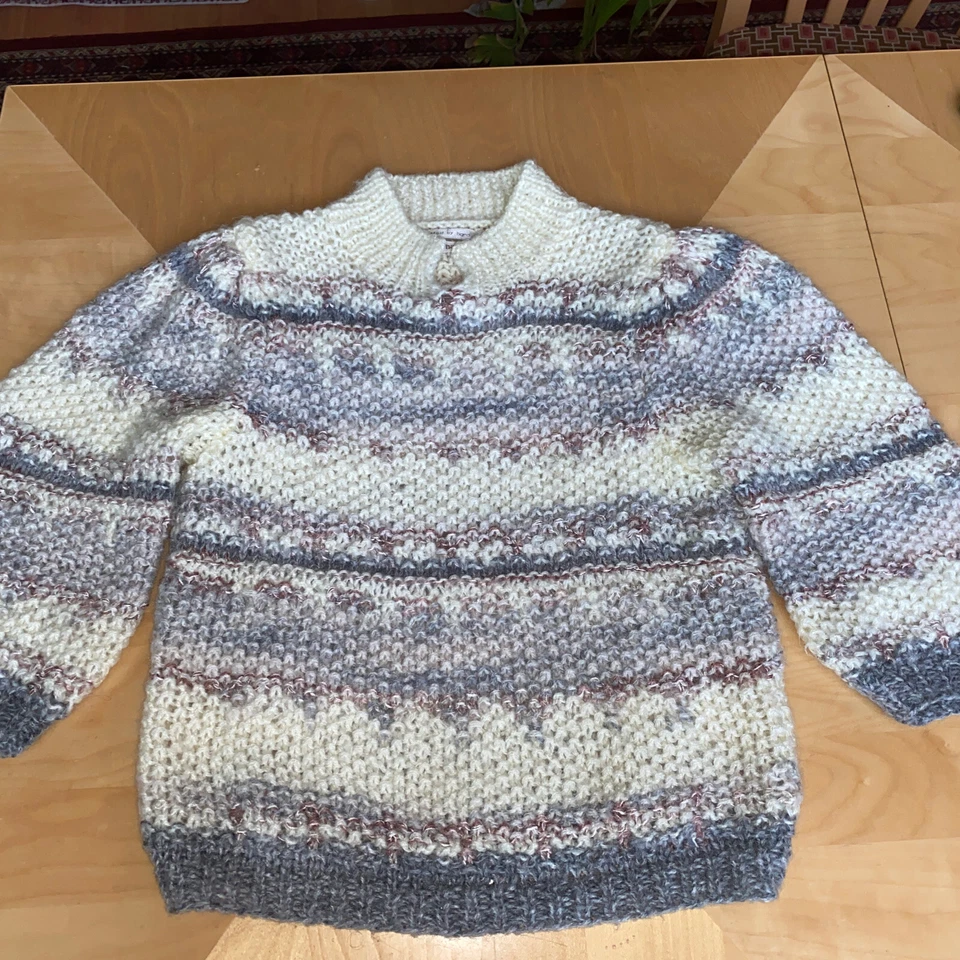 Suéter Lauren Hansen Acogedor Tejido a Mano Rosa Gris Excelente Estado De Colección Foto 1 de 4