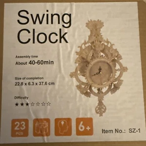 Swing Clock Mechanical 3D Wooden Puzzle NIB 23 Pieces #SZ-4 - Picture 1 of 1