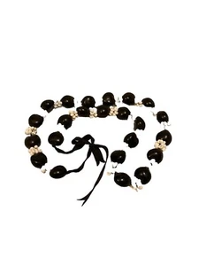 Hawaiian Kukui Nut Lei black white shell - Picture 1 of 3