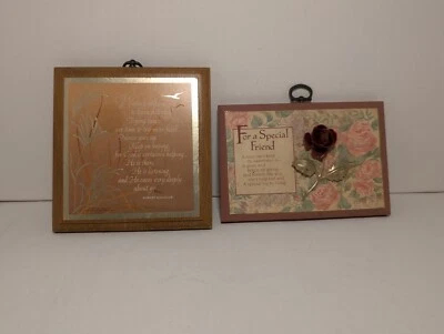 Vintage Wooden Wall Plaques With Poems Foto 1 de 4