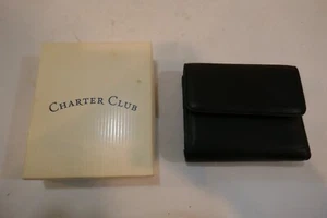 NIB Charter Club Black Leather Wallet With Snap Closure - Imagen 1 de 4
