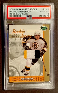 MAGLIA ROOKIE PATRICE BERGERON 2003-04 PARKHURST ORO grado PSA GRADO 10 MADE - Foto 1 di 7
