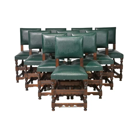 Chairs, Side, Dining, Green, Set of 10, French, Upholstered Chairs, 36 Ins H.!! Cover