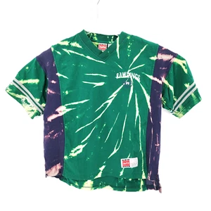 Rawlings Green Tye Dye Shirt Mens Size L Short Sleeve V Neck Cotton and Mesh - Picture 1 of 8
