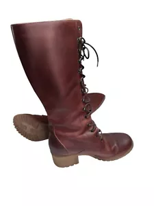 Hohe Vintage seltene J Crew braune Campus Schnürstiefel Knie Leder Größe 8H (weit) - Bild 1 von 9