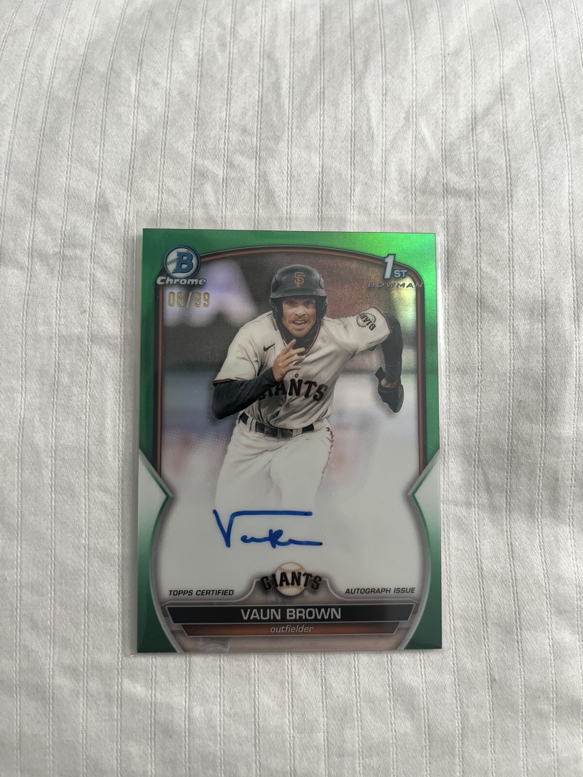 2023 Bowman Vaun Brown Chrome 1st Green Autograph /99 San Francisco Giants Auto