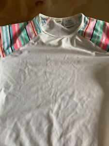 Old Navy Children Unisex white rash guard XL 14 Striped Shirt